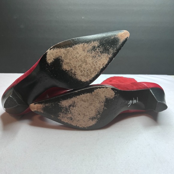 Antonio Melani Red Suede Leather Western Ankle Boots Women's 9 M Kitten Heel - Picture 11 of 15